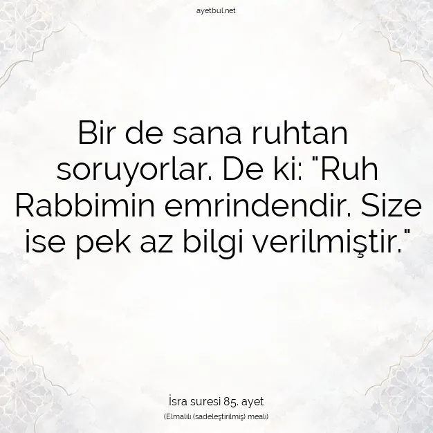 Ayetbul | Kuran Mealleri | Quran | İsra suresi 85. ayet