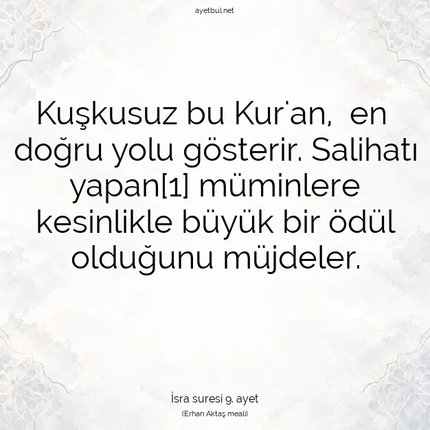 Ayetbul | Kuran Mealleri | Quran | İsra suresi 9. ayet