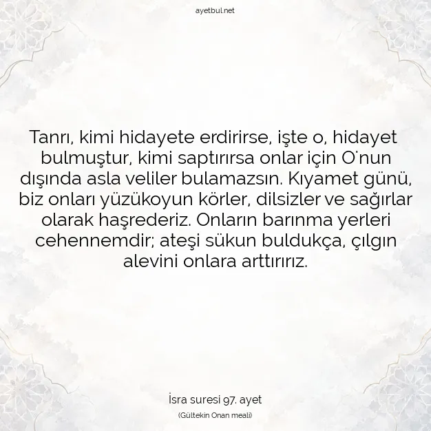 Ayetbul | Kuran Mealleri | Quran | İsra suresi 97. ayet