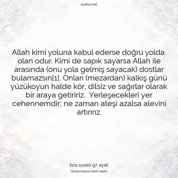 Ayetbul | Kuran Mealleri | Quran | İsra suresi 97. ayet
