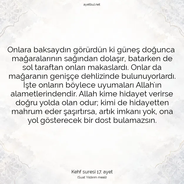 Ayetbul | Kuran Mealleri | Quran | Kehf suresi 17. ayet