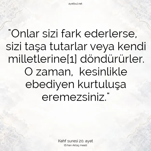 Ayetbul | Kuran Mealleri | Quran | Kehf suresi 20. ayet