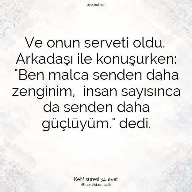 Ayetbul | Kuran Mealleri | Quran | Kehf suresi 34. ayet