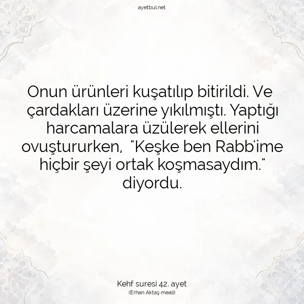 Ayetbul | Kuran Mealleri | Quran | Kehf suresi 42. ayet