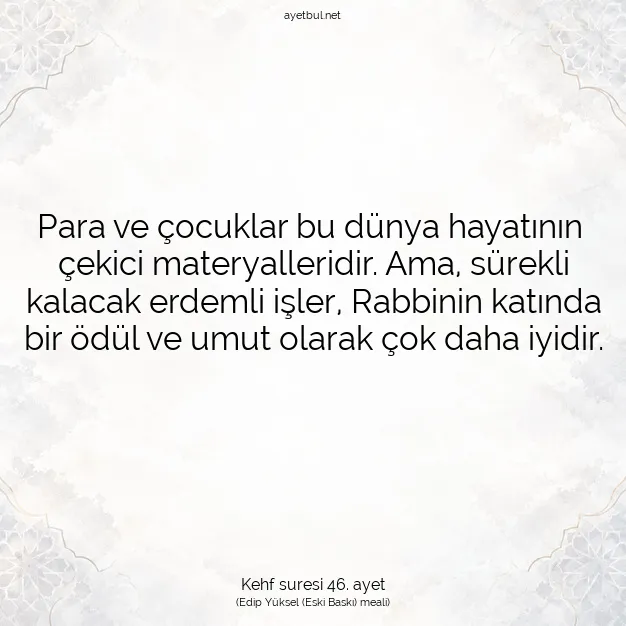 Ayetbul | Kuran Mealleri | Quran | Kehf suresi 46. ayet