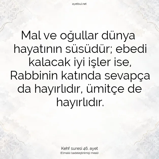 Ayetbul | Kuran Mealleri | Quran | Kehf suresi 46. ayet