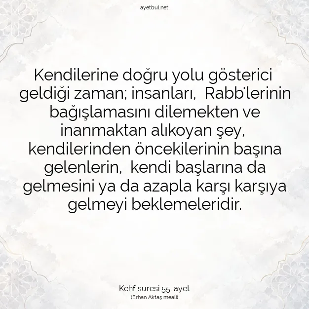 Ayetbul | Kuran Mealleri | Quran | Kehf suresi 55. ayet