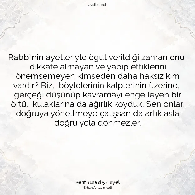 Ayetbul | Kuran Mealleri | Quran | Kehf suresi 57. ayet