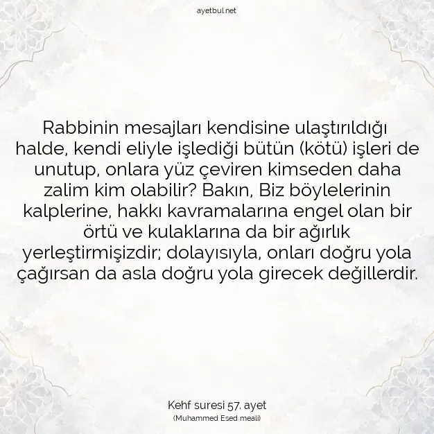 Ayetbul | Kuran Mealleri | Quran | Kehf suresi 57. ayet