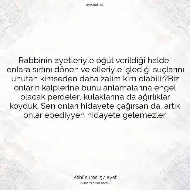 Ayetbul | Kuran Mealleri | Quran | Kehf suresi 57. ayet