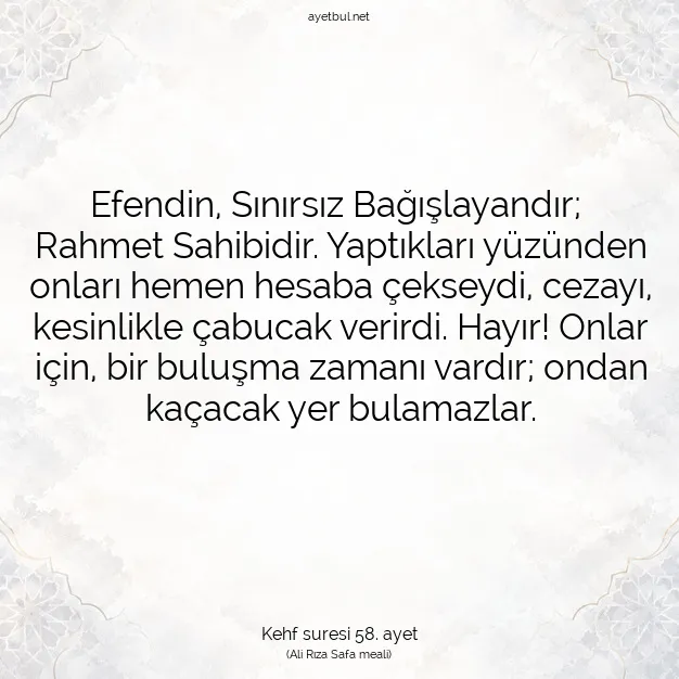 Ayetbul | Kuran Mealleri | Quran | Kehf suresi 58. ayet