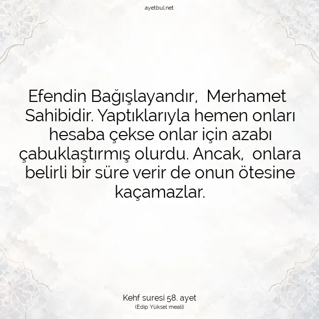 Ayetbul | Kuran Mealleri | Quran | Kehf suresi 58. ayet