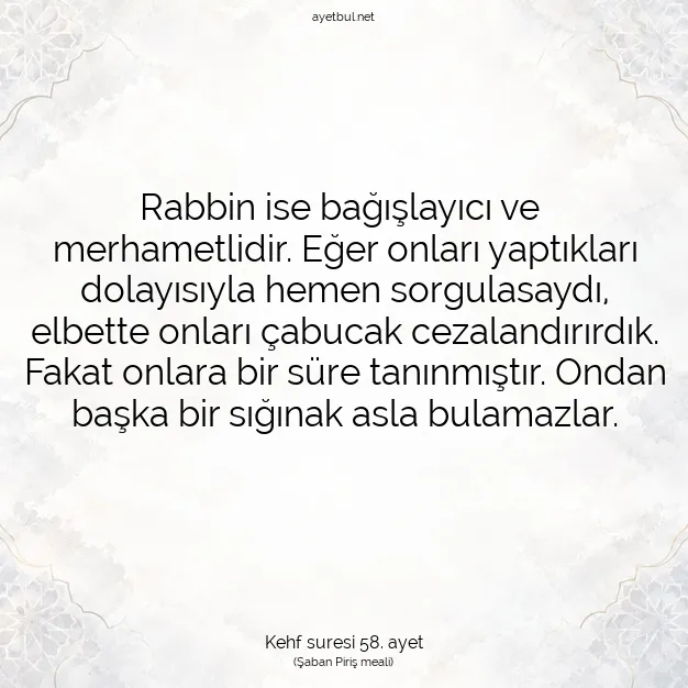 Ayetbul | Kuran Mealleri | Quran | Kehf suresi 58. ayet