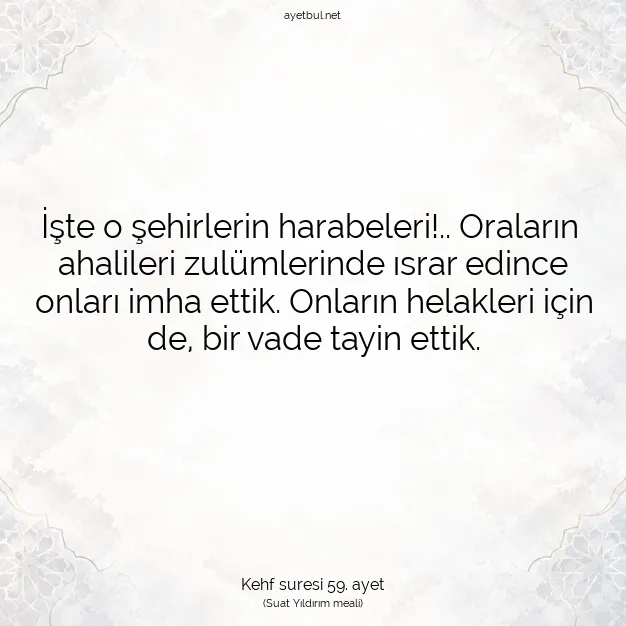 Ayetbul | Kuran Mealleri | Quran | Kehf suresi 59. ayet