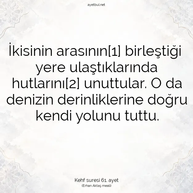 Ayetbul | Kuran Mealleri | Quran | Kehf suresi 61. ayet