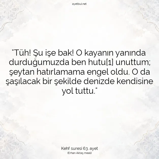 Ayetbul | Kuran Mealleri | Quran | Kehf suresi 63. ayet
