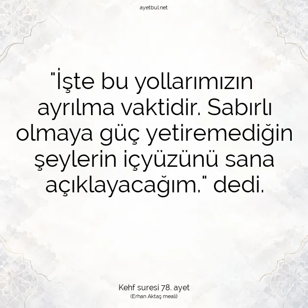 Ayetbul | Kuran Mealleri | Quran | Kehf suresi 78. ayet