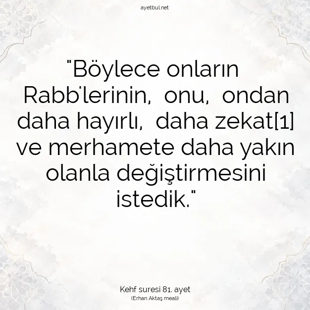 Ayetbul | Kuran Mealleri | Quran | Kehf suresi 81. ayet