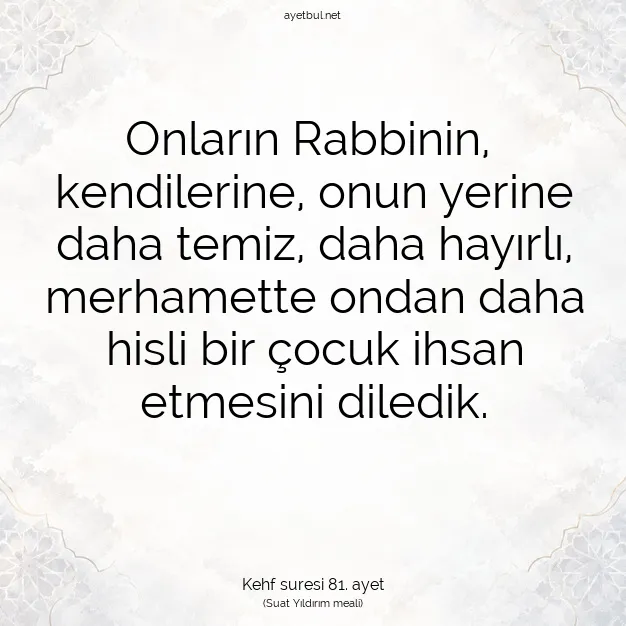 Ayetbul | Kuran Mealleri | Quran | Kehf suresi 81. ayet