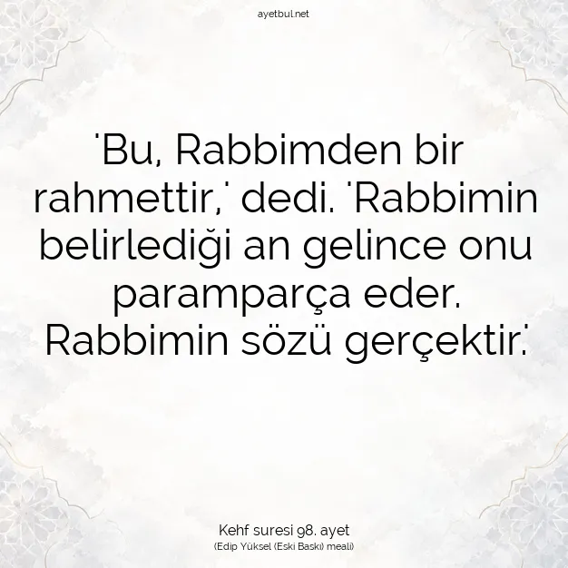 Ayetbul | Kuran Mealleri | Quran | Kehf suresi 98. ayet
