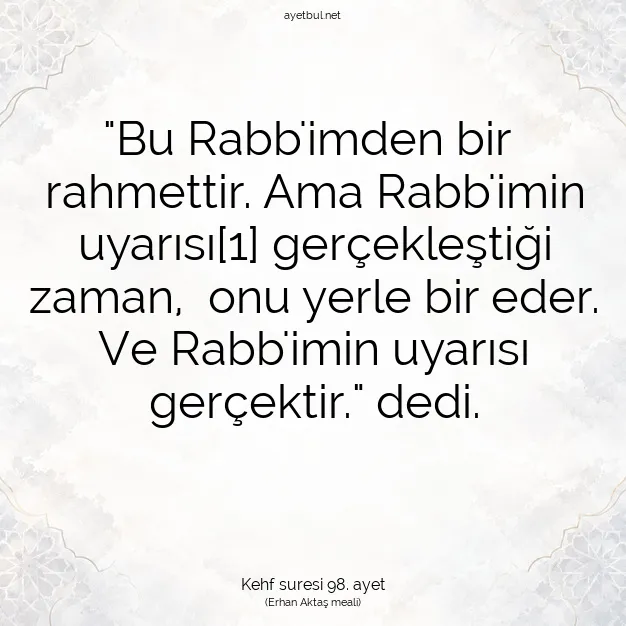 Ayetbul | Kuran Mealleri | Quran | Kehf suresi 98. ayet