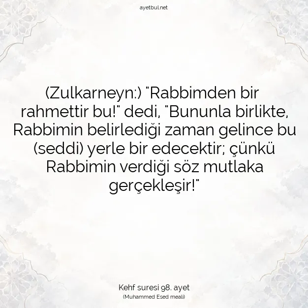 Ayetbul | Kuran Mealleri | Quran | Kehf suresi 98. ayet