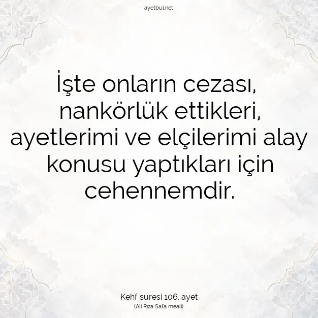 Ayetbul | Kuran Mealleri | Quran | Kehf suresi 106. ayet