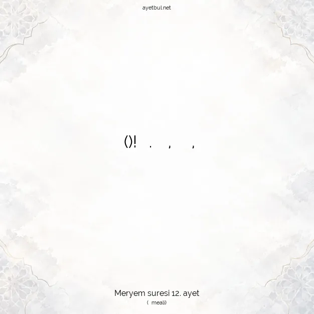 Ayetbul | Kuran Mealleri | Quran | Meryem suresi 12. ayet