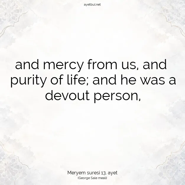 Ayetbul | Kuran Mealleri | Quran | Meryem suresi 13. ayet