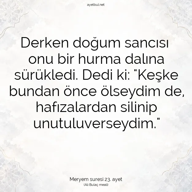 Ayetbul | Kuran Mealleri | Quran | Meryem suresi 23. ayet