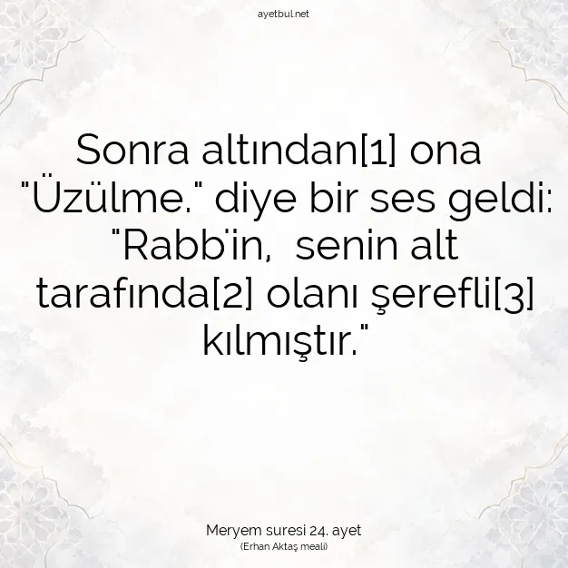 Ayetbul | Kuran Mealleri | Quran | Meryem suresi 24. ayet