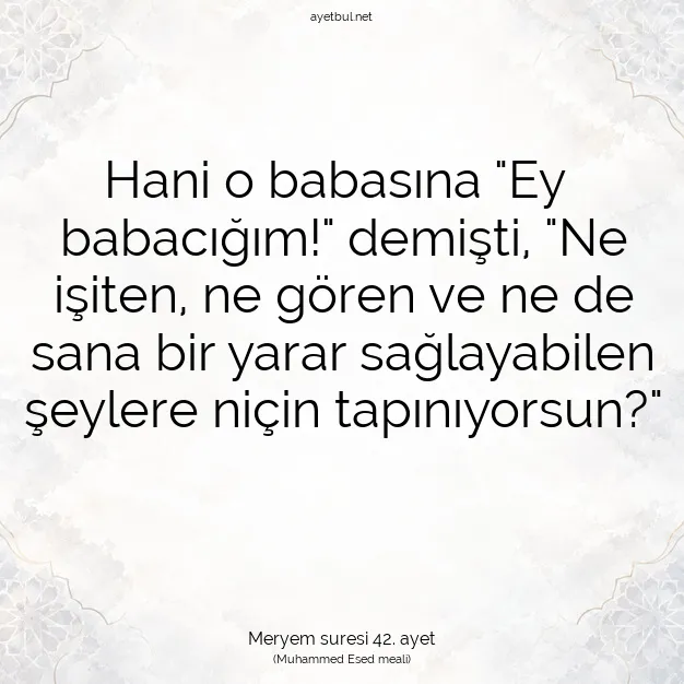 Ayetbul | Kuran Mealleri | Quran | Meryem suresi 42. ayet