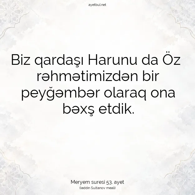 Ayetbul | Kuran Mealleri | Quran | Meryem suresi 53. ayet
