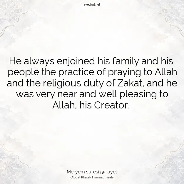 Ayetbul | Kuran Mealleri | Quran | Meryem suresi 55. ayet
