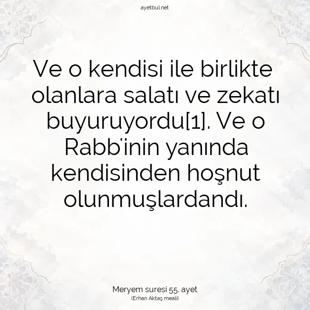 Ayetbul | Kuran Mealleri | Quran | Meryem suresi 55. ayet