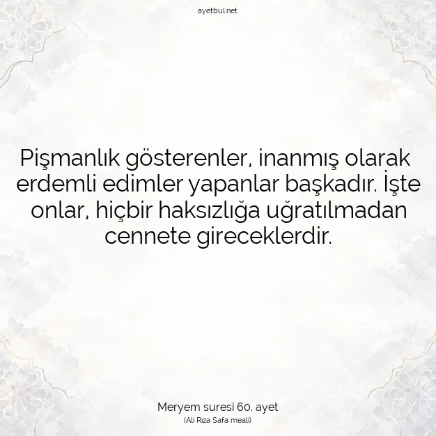 Ayetbul | Kuran Mealleri | Quran | Meryem suresi 60. ayet