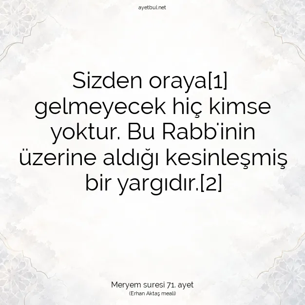 Ayetbul | Kuran Mealleri | Quran | Meryem suresi 71. ayet