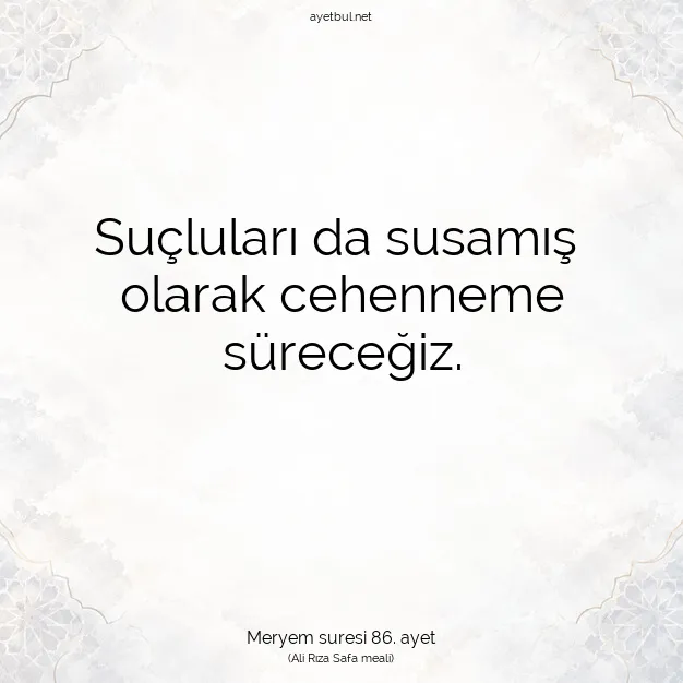 Ayetbul | Kuran Mealleri | Quran | Meryem suresi 86. ayet