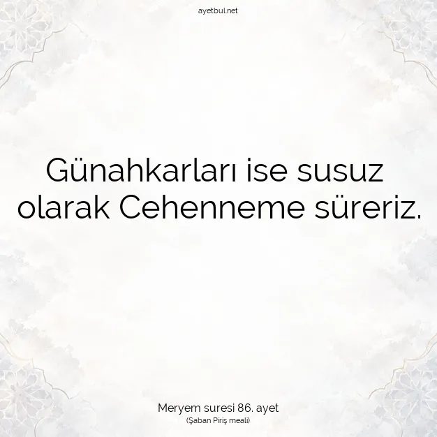 Ayetbul | Kuran Mealleri | Quran | Meryem suresi 86. ayet