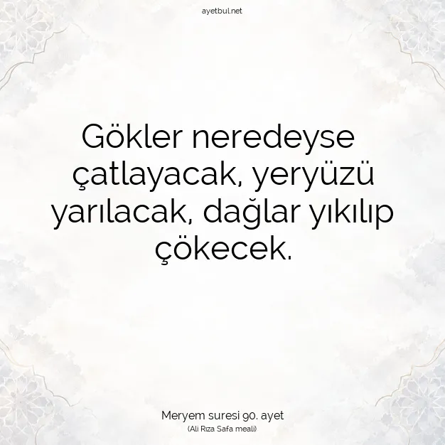 Ayetbul | Kuran Mealleri | Quran | Meryem suresi 90. ayet