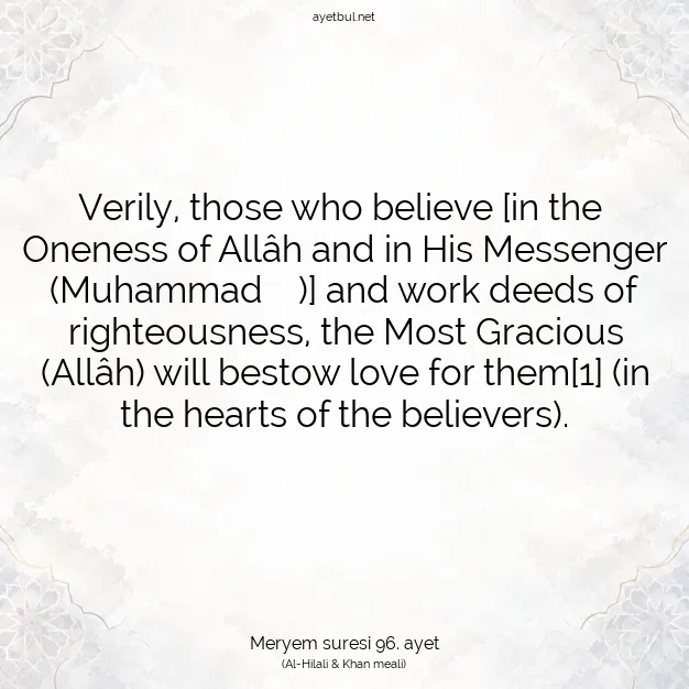 Ayetbul | Kuran Mealleri | Quran | Meryem suresi 96. ayet