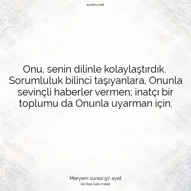 Ayetbul | Kuran Mealleri | Quran | Meryem suresi 97. ayet