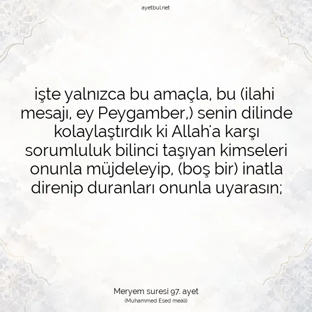Ayetbul | Kuran Mealleri | Quran | Meryem suresi 97. ayet