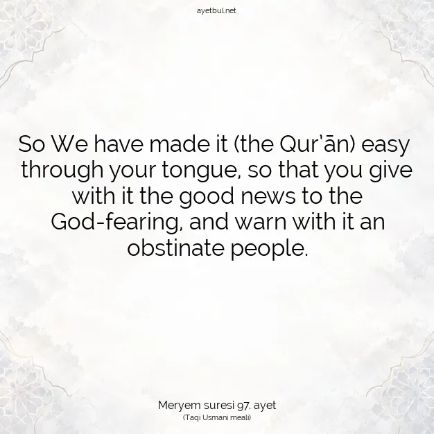Ayetbul | Kuran Mealleri | Quran | Meryem suresi 97. ayet