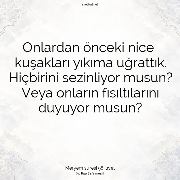Ayetbul | Kuran Mealleri | Quran | Meryem suresi 98. ayet