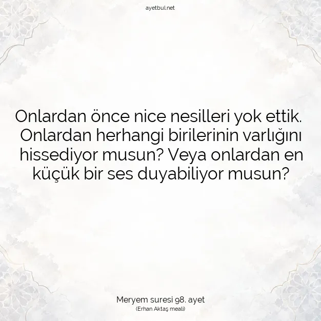 Ayetbul | Kuran Mealleri | Quran | Meryem suresi 98. ayet