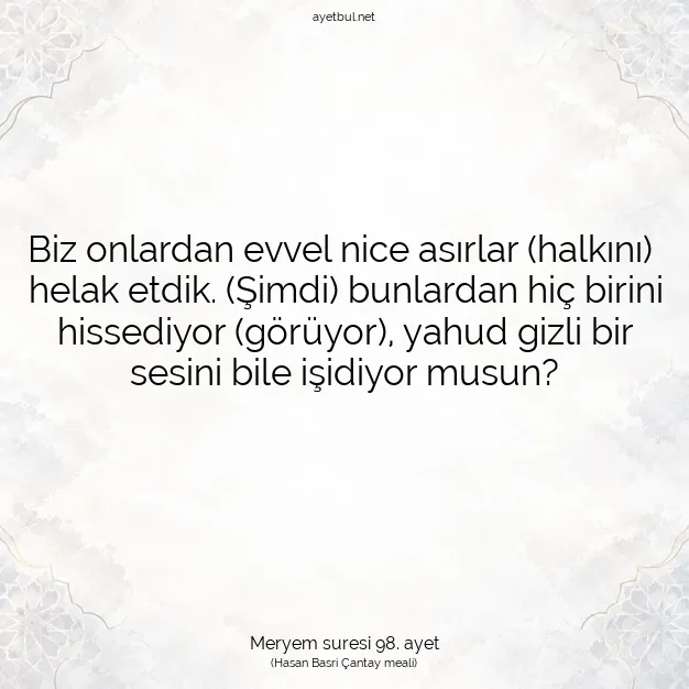 Ayetbul | Kuran Mealleri | Quran | Meryem suresi 98. ayet