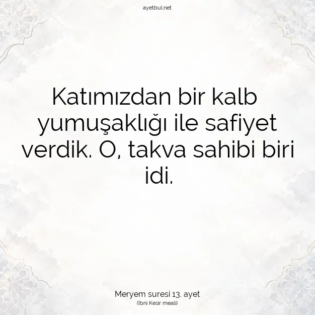 Ayetbul | Kuran Mealleri | Quran | Meryem suresi 13. ayet