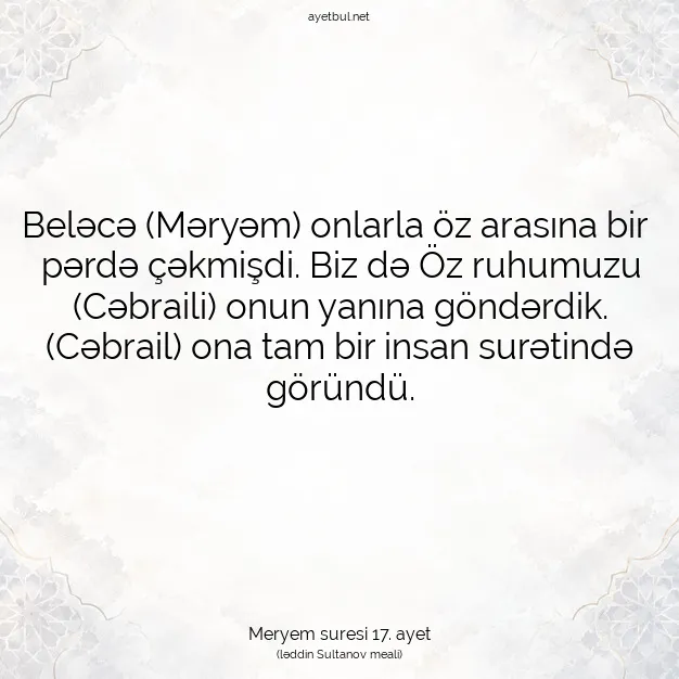 Ayetbul | Kuran Mealleri | Quran | Meryem suresi 17. ayet