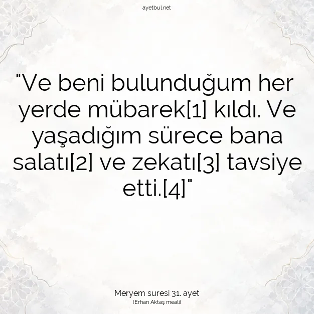 Ayetbul | Kuran Mealleri | Quran | Meryem suresi 31. ayet